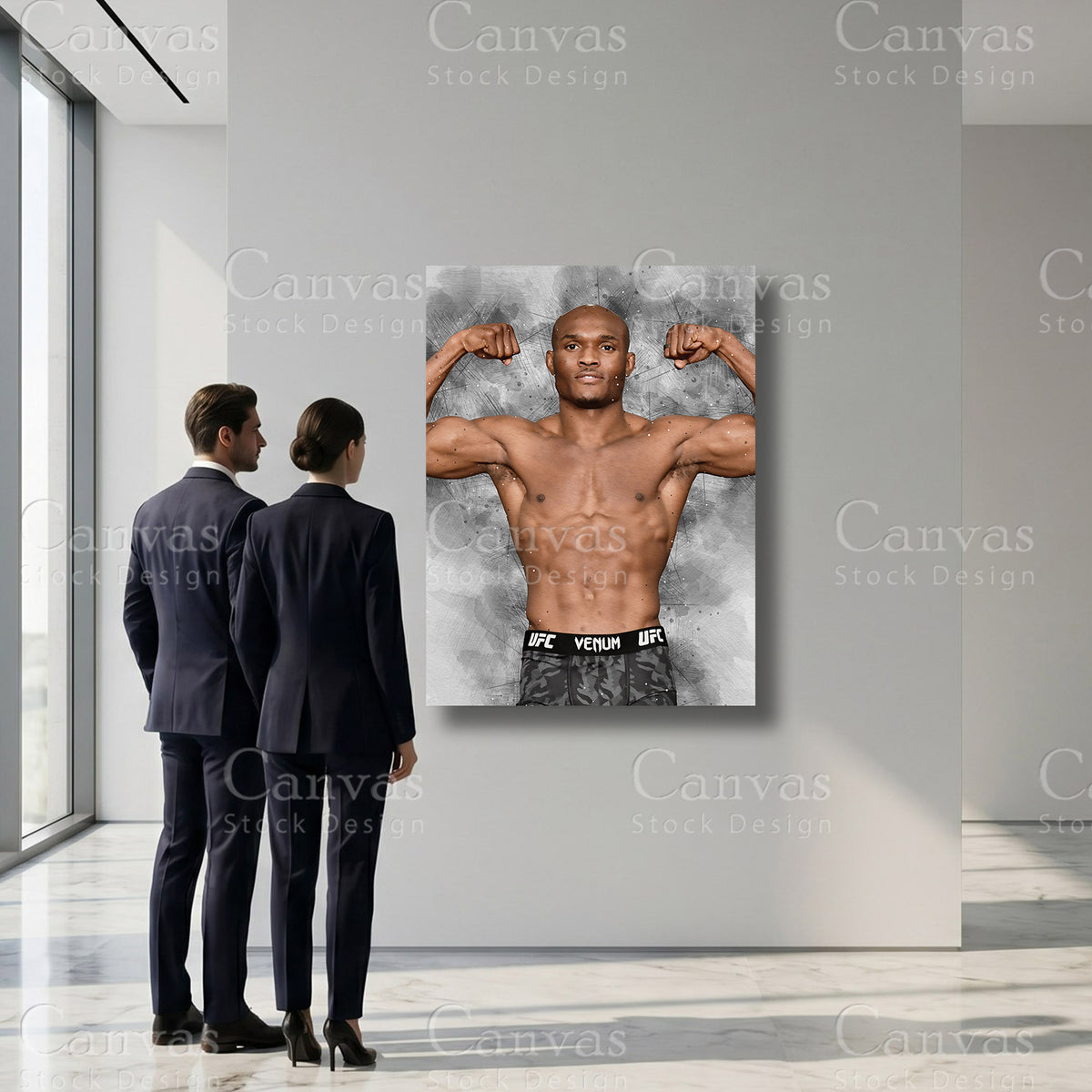 Kamaru Usman combat sports canvas art for refined interiors