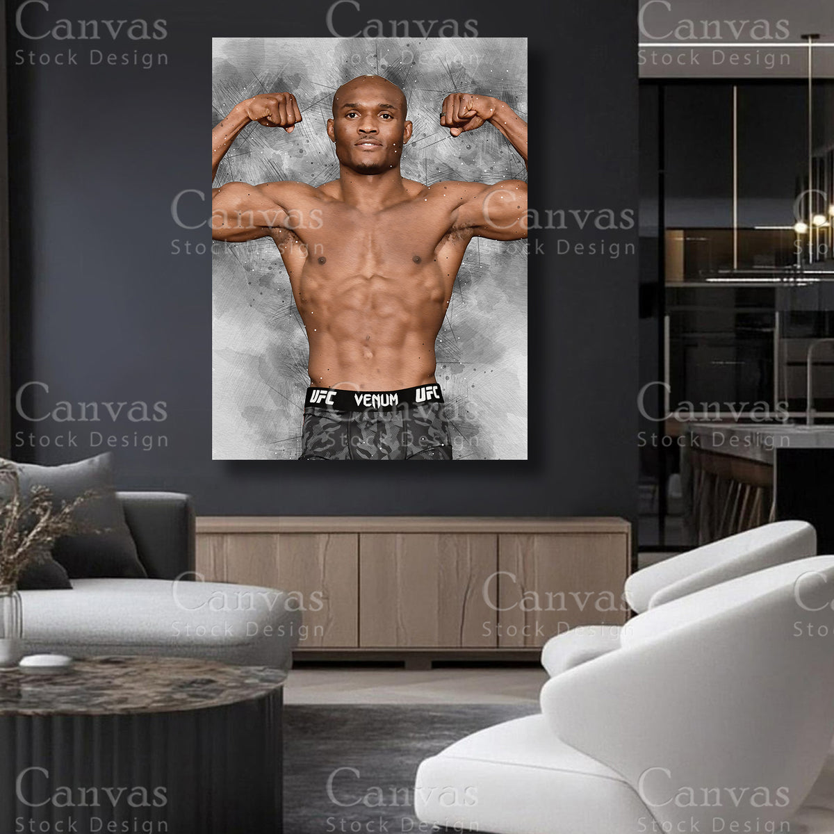 Kamaru Usman athlete canvas artwork