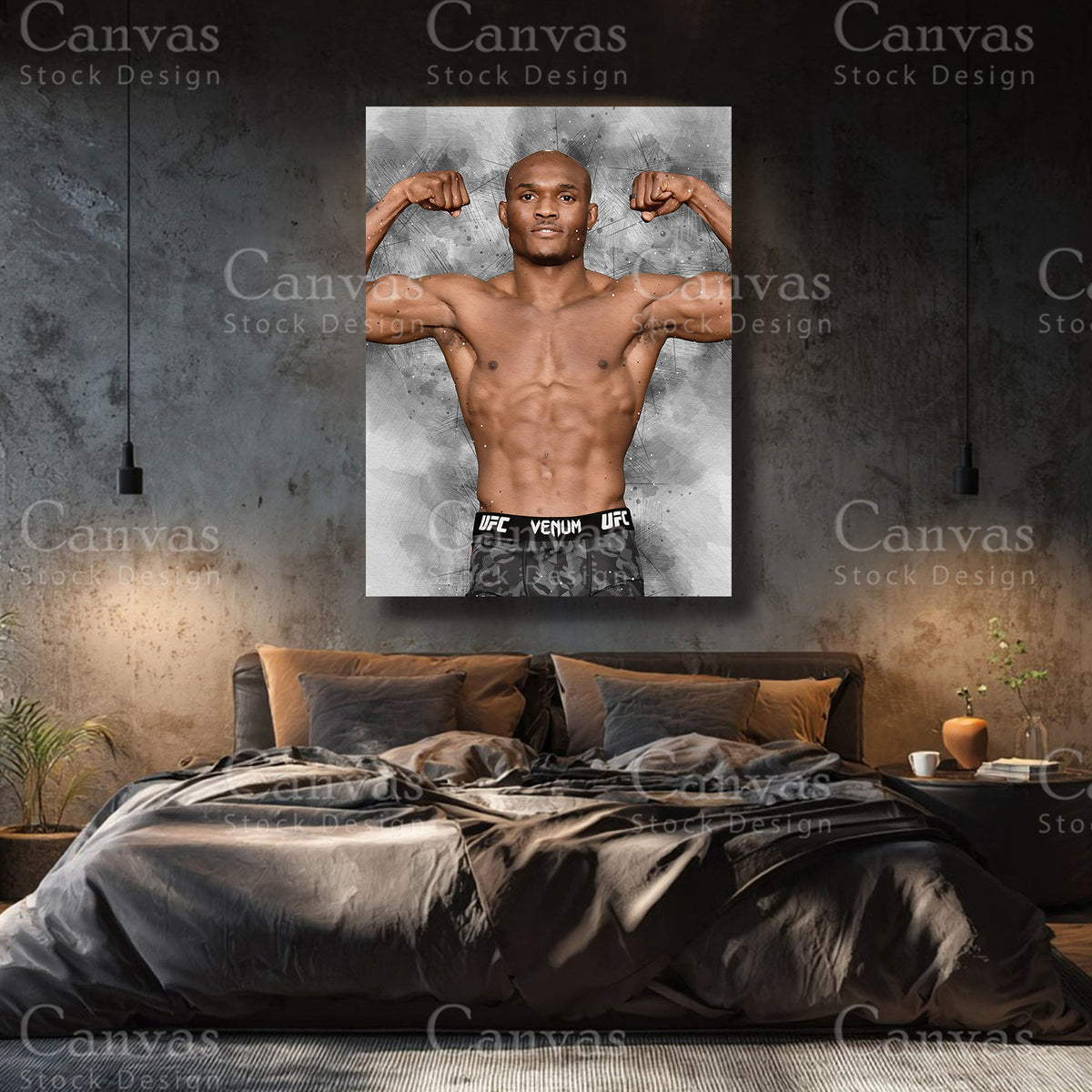 Kamaru Usman luxury MMA canvas wall art