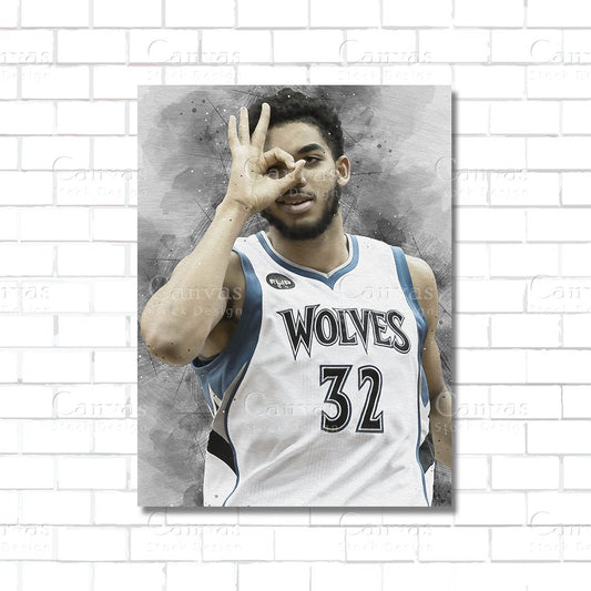 Karl-Anthony Towns NBA canvas wall art – basketball star poster print for sports room or man cave