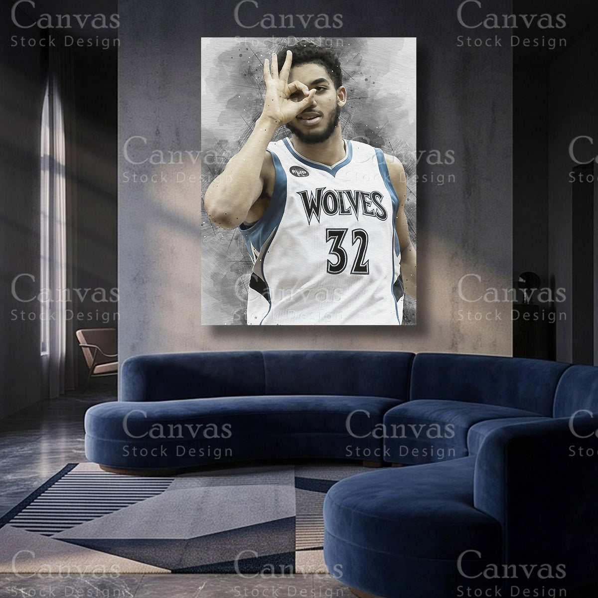 Karl-Anthony Towns basketball canvas artwork