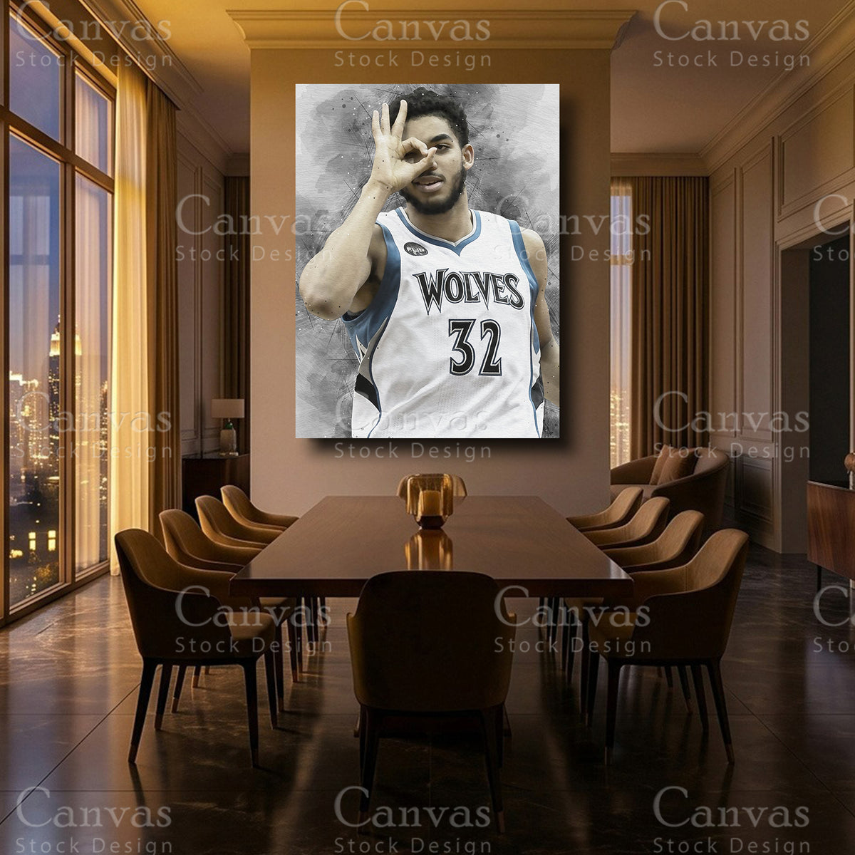 Karl-Anthony Towns luxury NBA canvas art