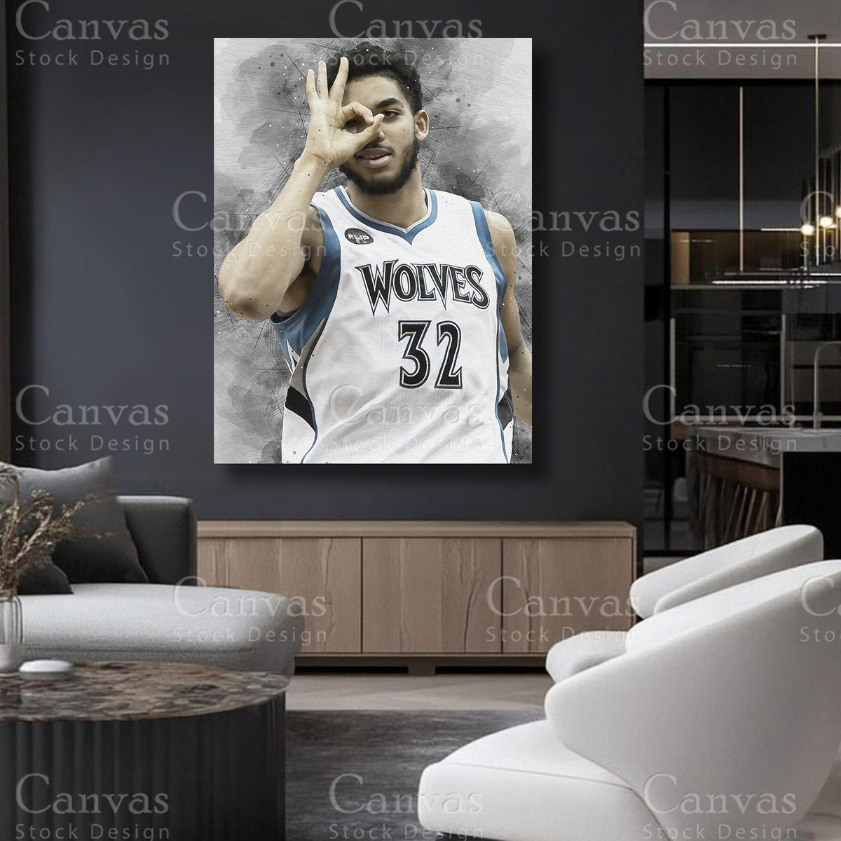 Karl-Anthony Towns canvas artwork for refined interiors