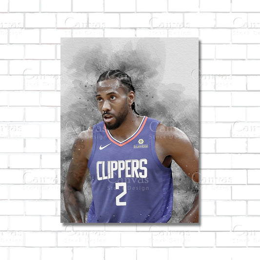 Basketball player in a 'Clippers' jersey on a textured background