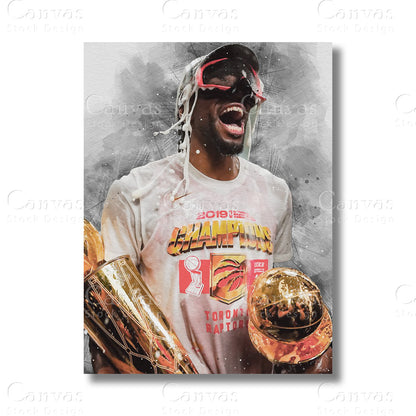 Kawhi Leonard Championship Basketball Canvas Wall Art