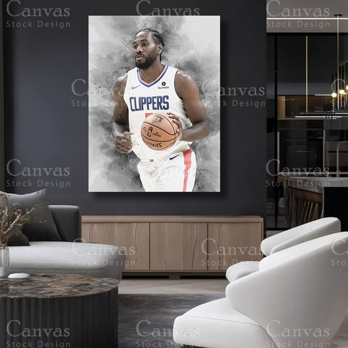 Kawhi Leonard canvas artwork for refined interiors