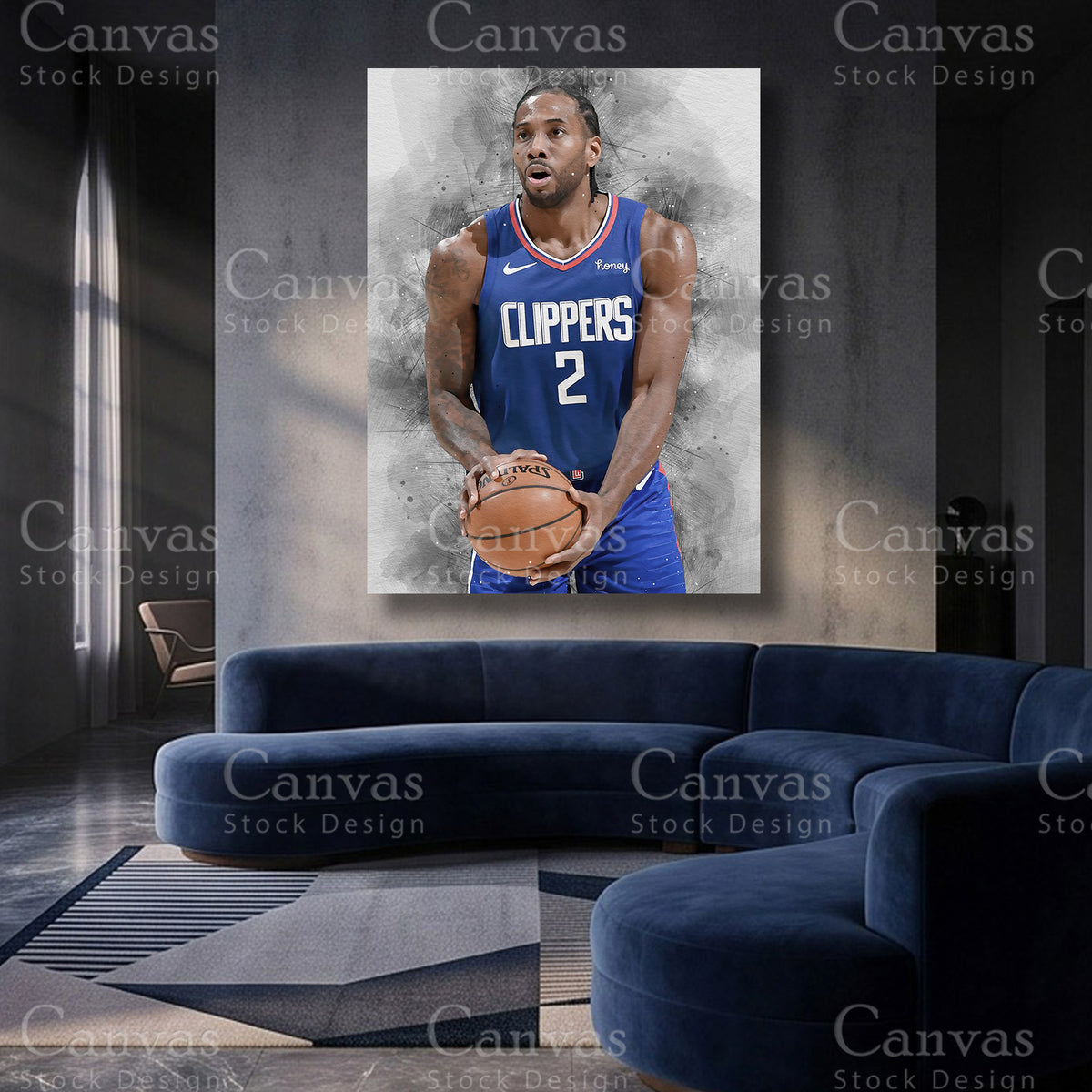 Kawhi Leonard iconic basketball canvas artwork