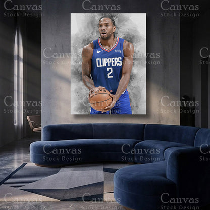 Kawhi Leonard iconic basketball canvas artwork