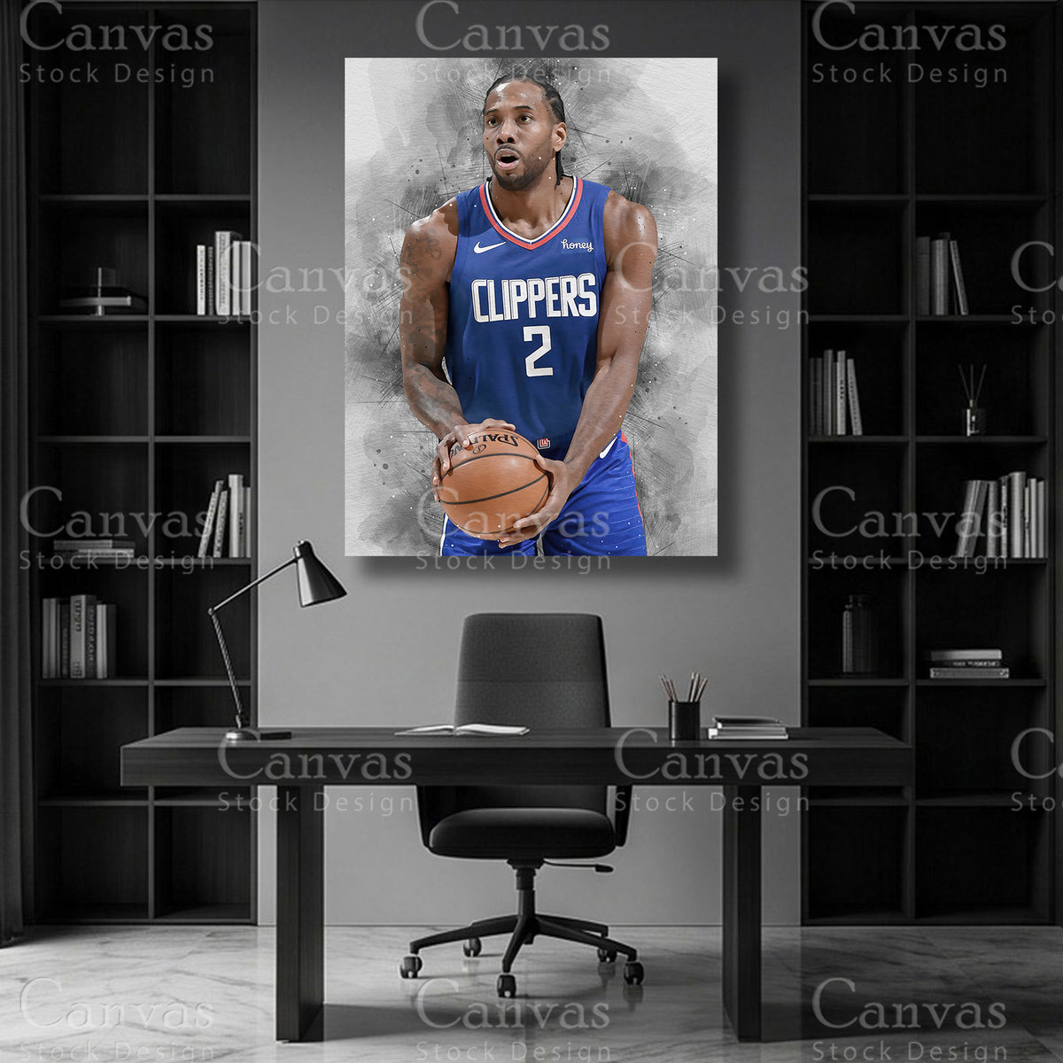 Kawhi Leonard NBA wall art on premium canvas