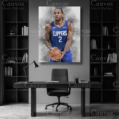 Kawhi Leonard NBA wall art on premium canvas