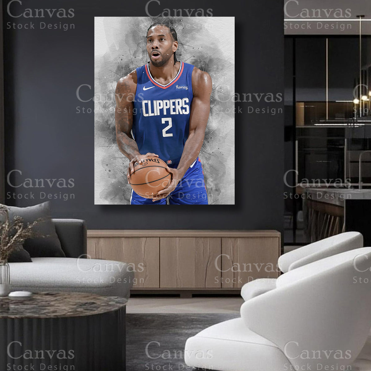 Kawhi Leonard canvas artwork for refined interiors