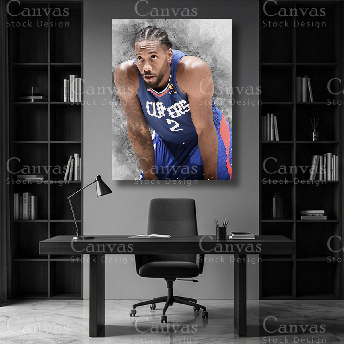 Kawhi Leonard NBA wall art on premium canvas