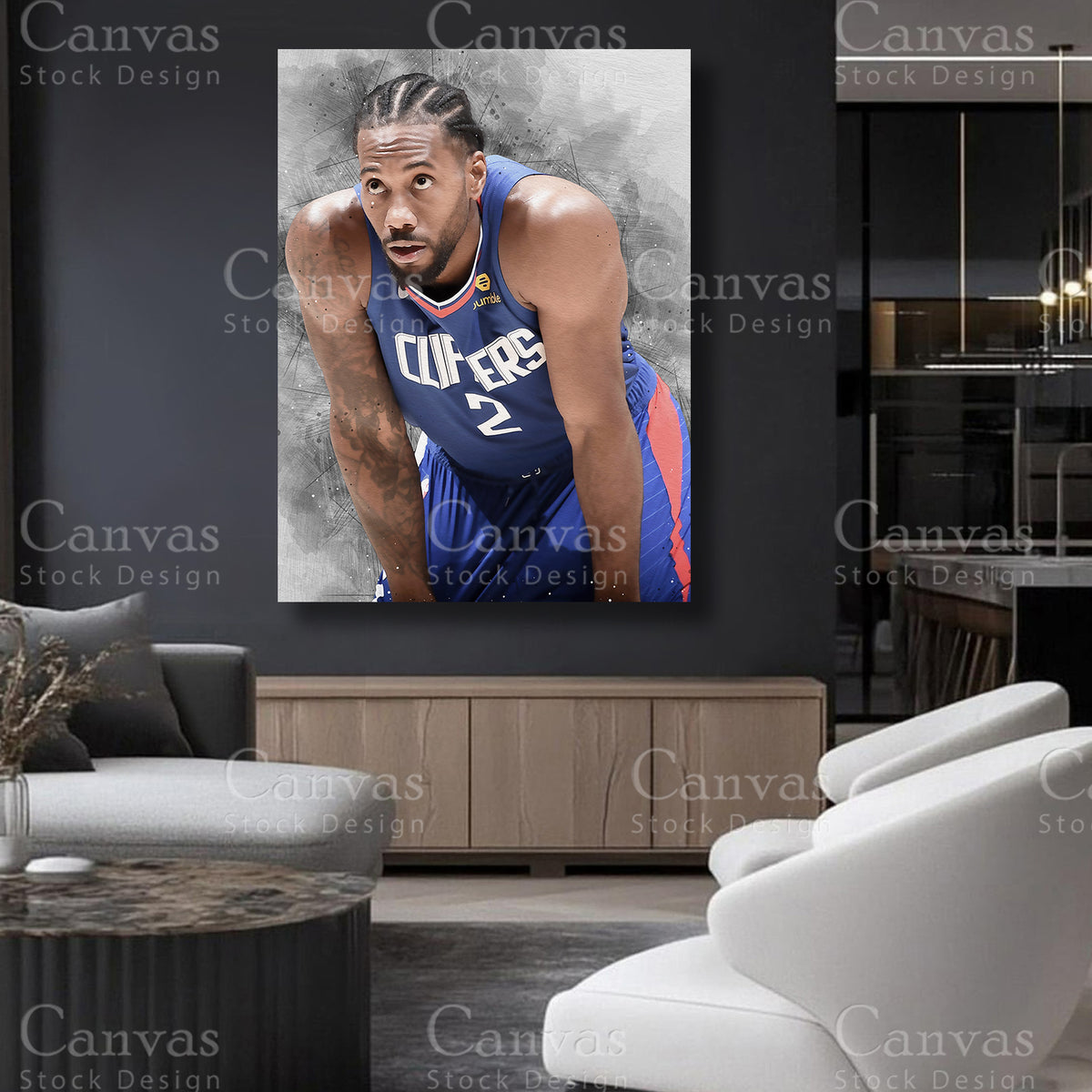 Kawhi Leonard canvas artwork for refined interiors