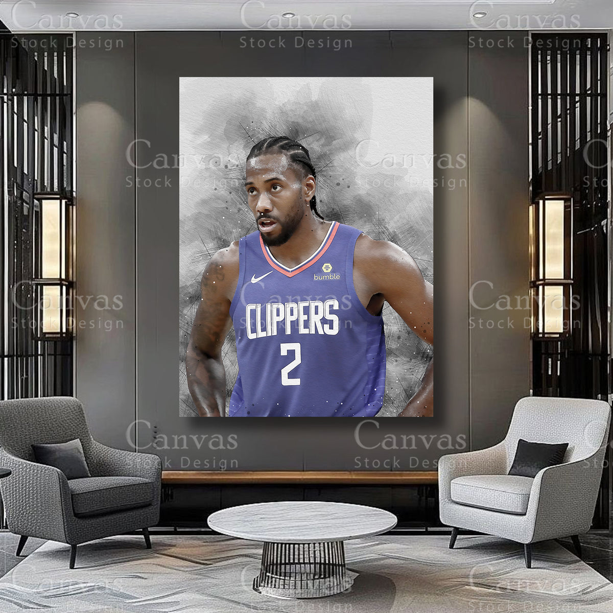 Kawhi Leonard athlete artwork on premium canvas