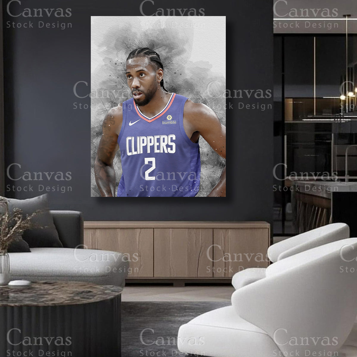 Kawhi Leonard canvas artwork for refined interiors