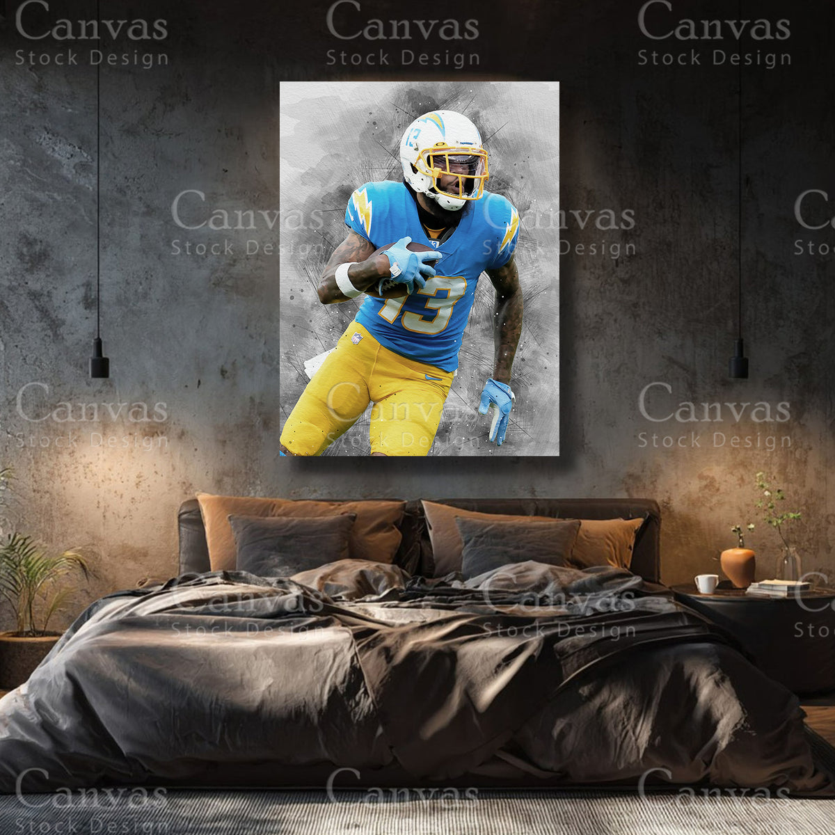 Keenan Allen football statement artwork for interior decor