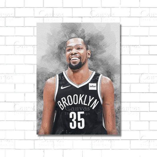 Kevin Durant NBA basketball canvas wall art – high-quality poster print for sports fans and collectors