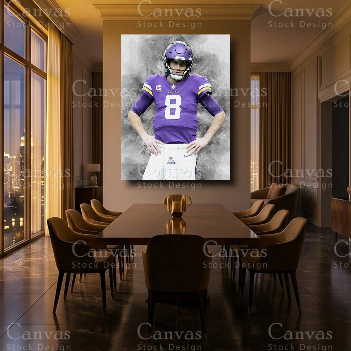 Kirk Cousins framed canvas wall art