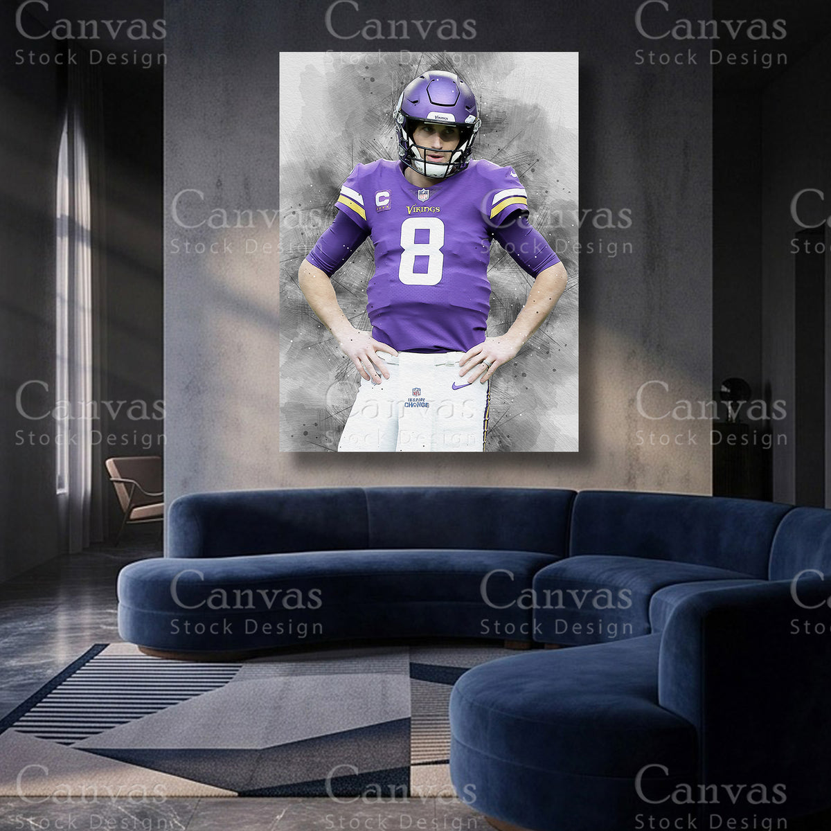Kirk Cousins quarterback canvas artwork