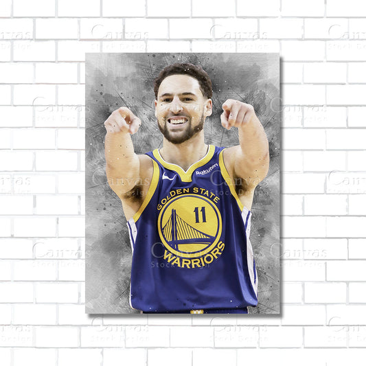 Klay Thompson NBA basketball canvas wall art – Warriors poster print for sports room and man cave decor