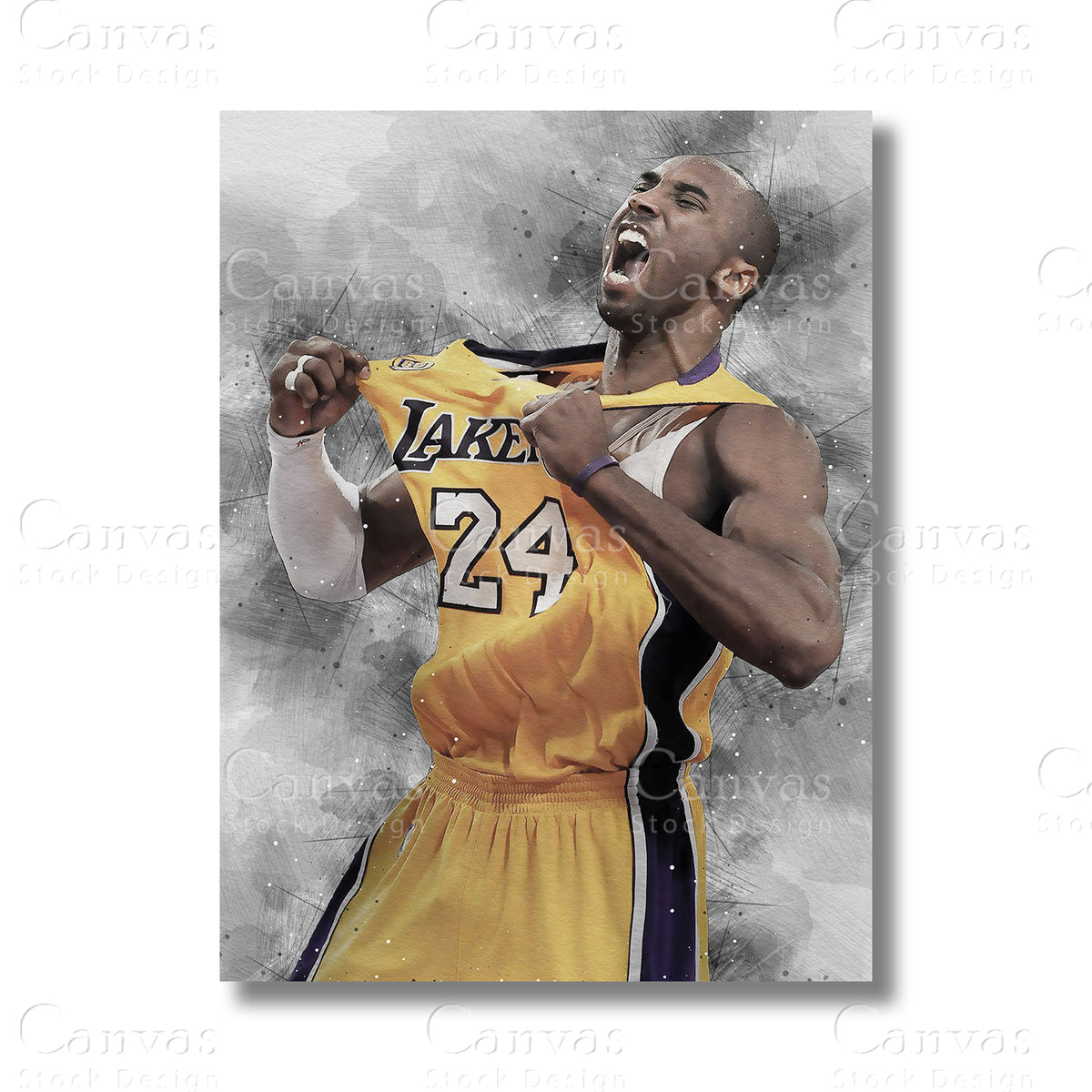 Kobe Bryant Distinguished Basketball Canvas Wall Art