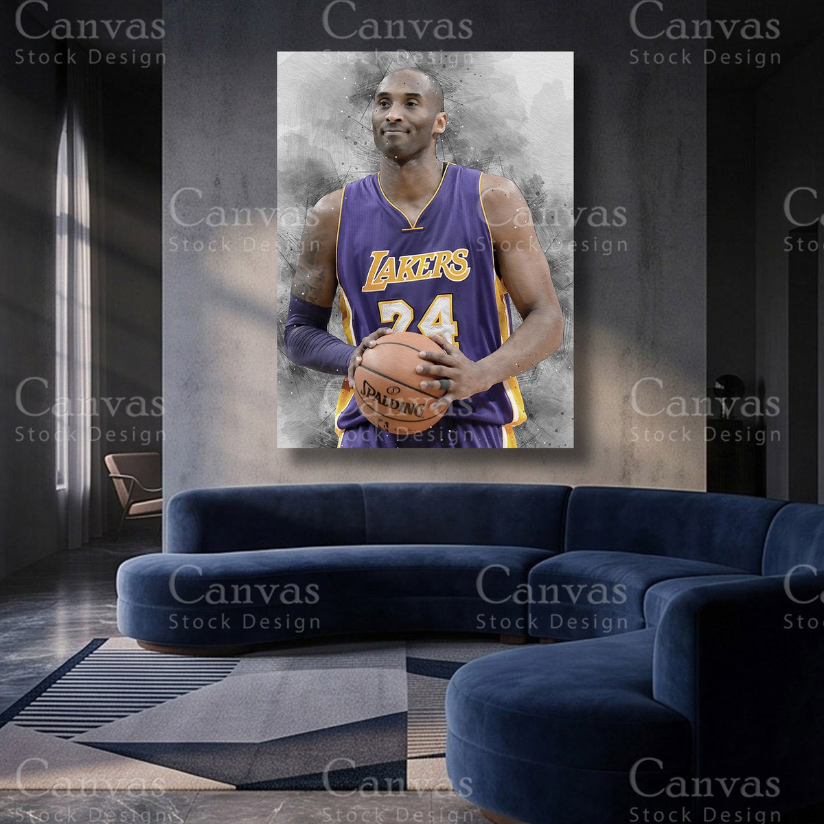 Kobe Bryant iconic basketball canvas artwork