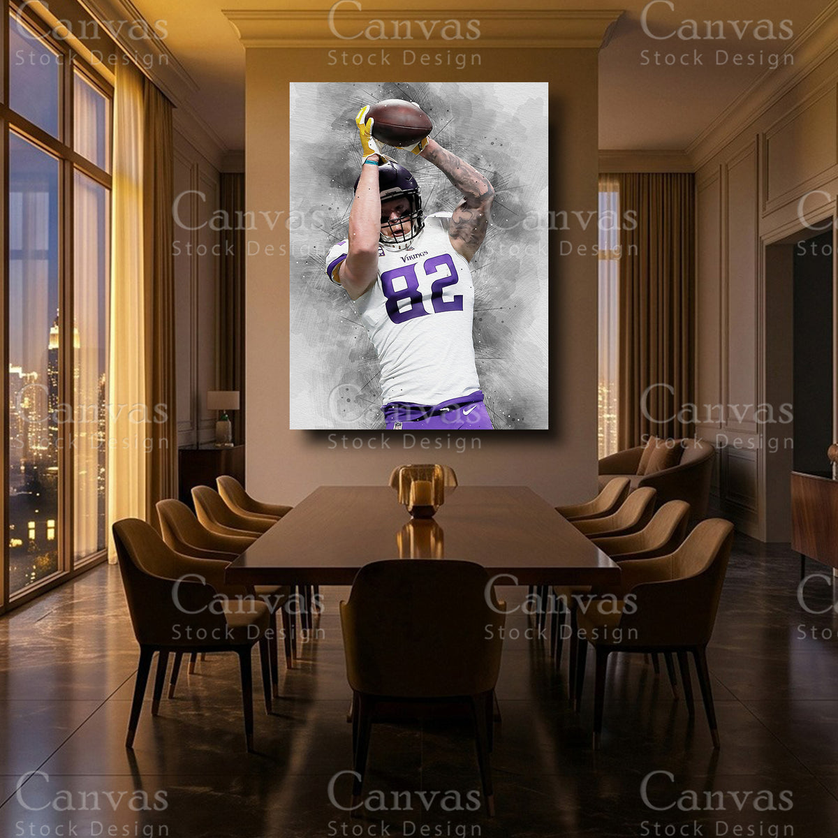 Kyle Rudolph framed football artwork