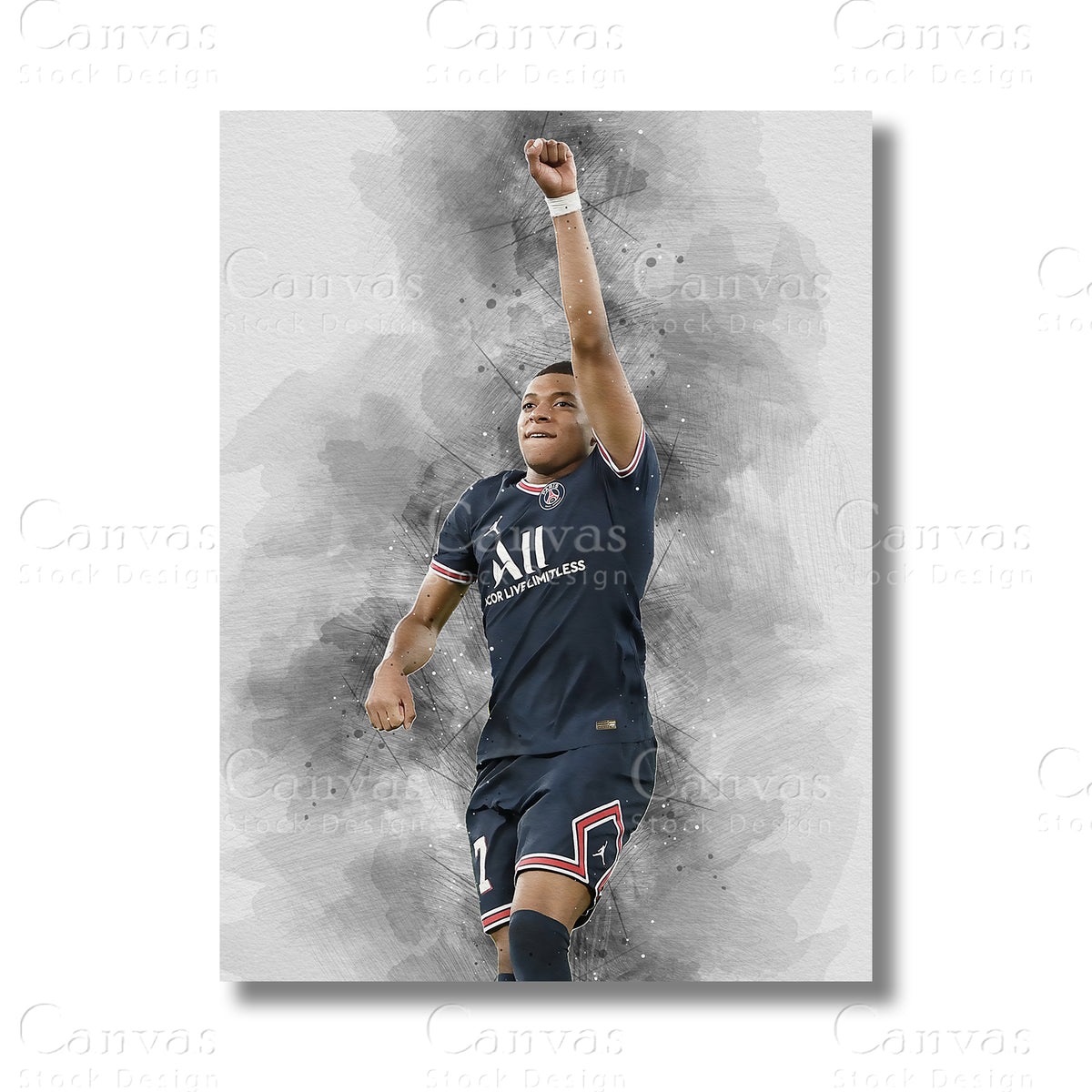 Kylian Mbappé Dynamic Soccer Canvas Wall Art