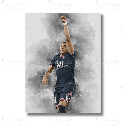 Kylian Mbappé Dynamic Soccer Canvas Wall Art