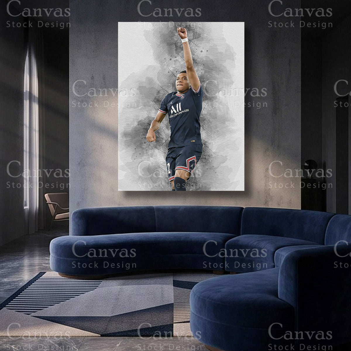 Kylian Mbappé Soccer Canvas Artwork