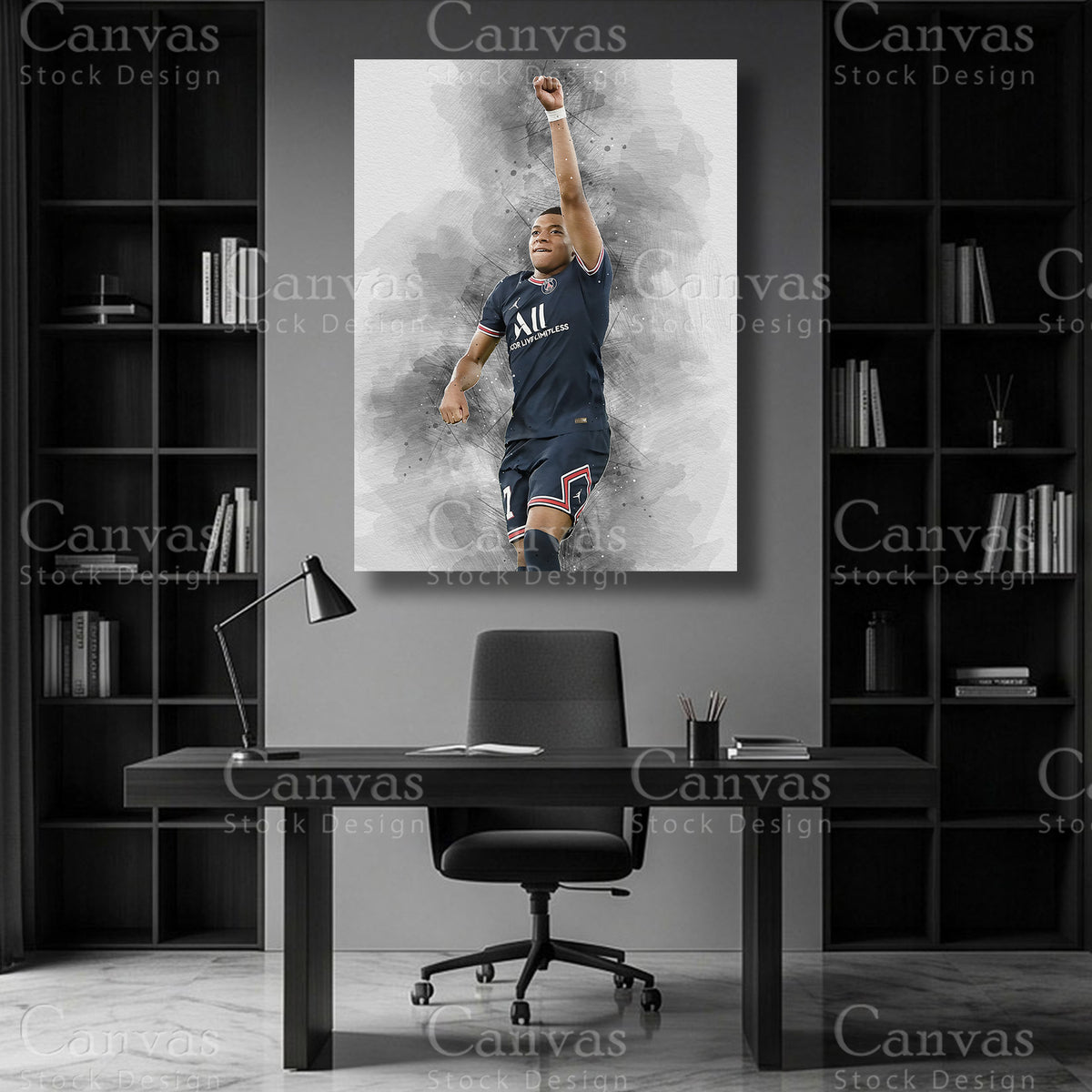 Kylian Mbappé Football Canvas Wall Art