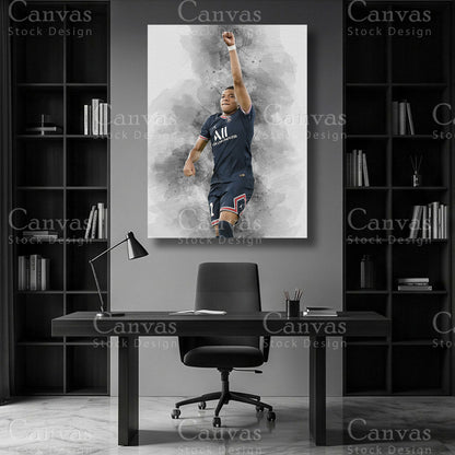 Kylian Mbappé Football Canvas Wall Art