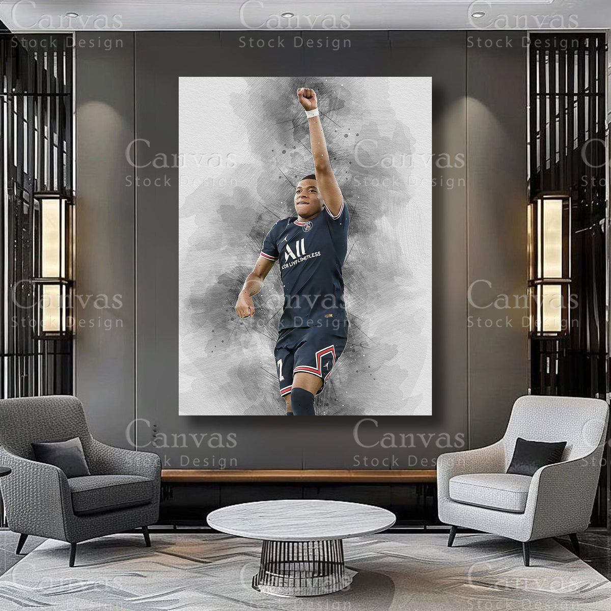 Kylian Mbappé Athlete Wall Art on Premium Canvas