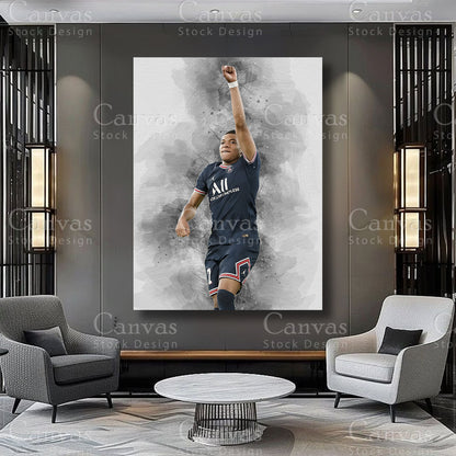 Kylian Mbappé Athlete Wall Art on Premium Canvas