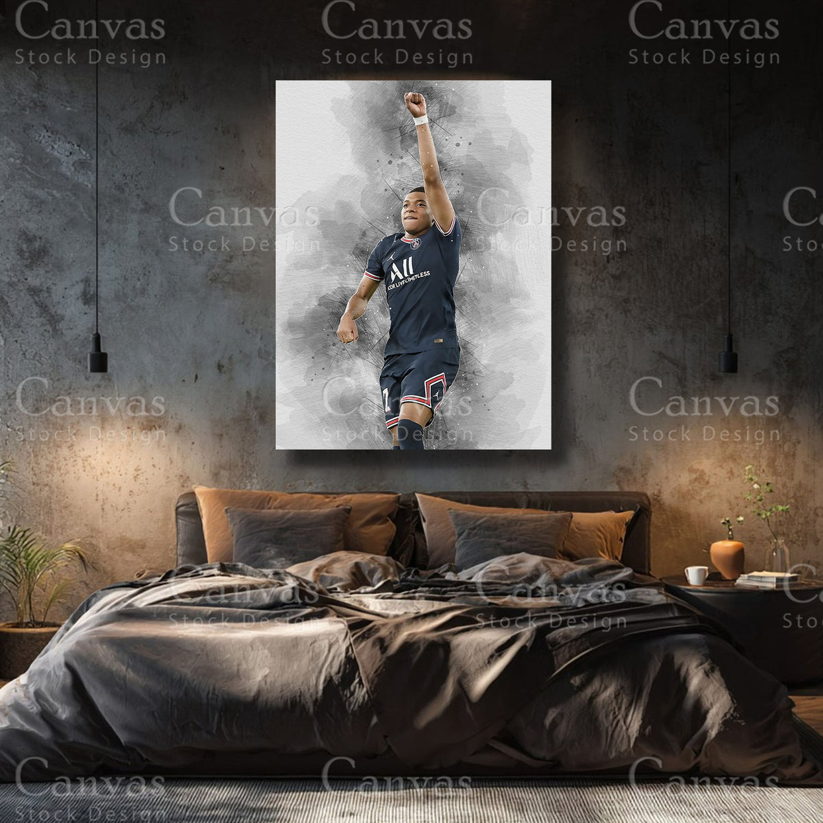 Kylian Mbappé Premium Soccer Canvas Wall Art