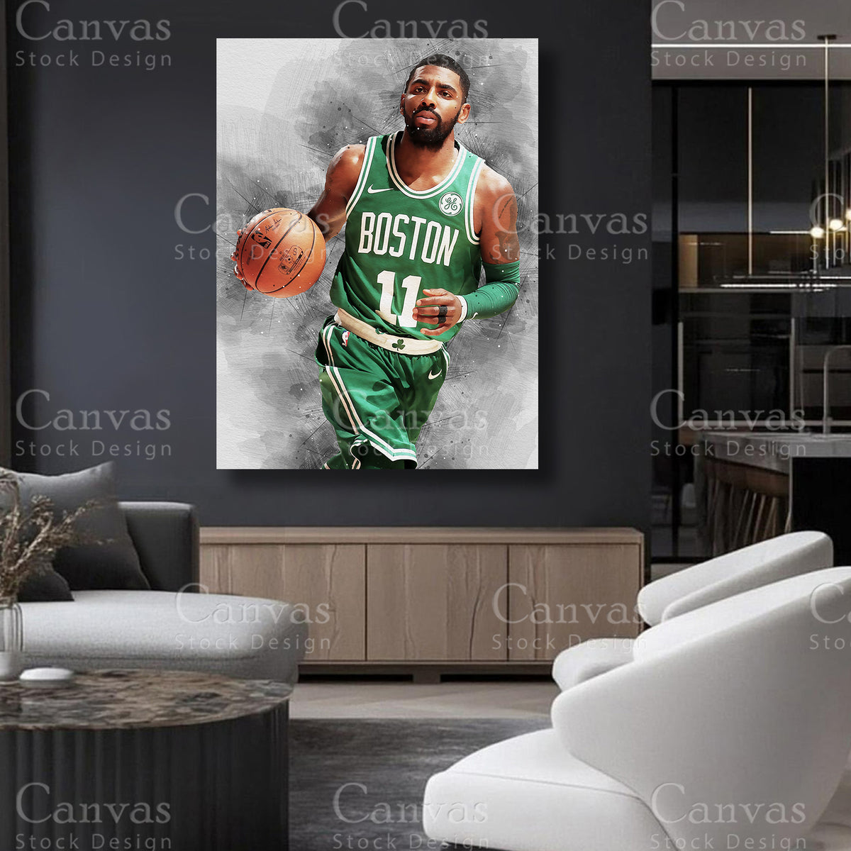 Kyrie Irving statement basketball canvas artwork