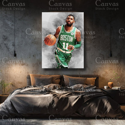 Kyrie Irving premium basketball canvas with black floating frame