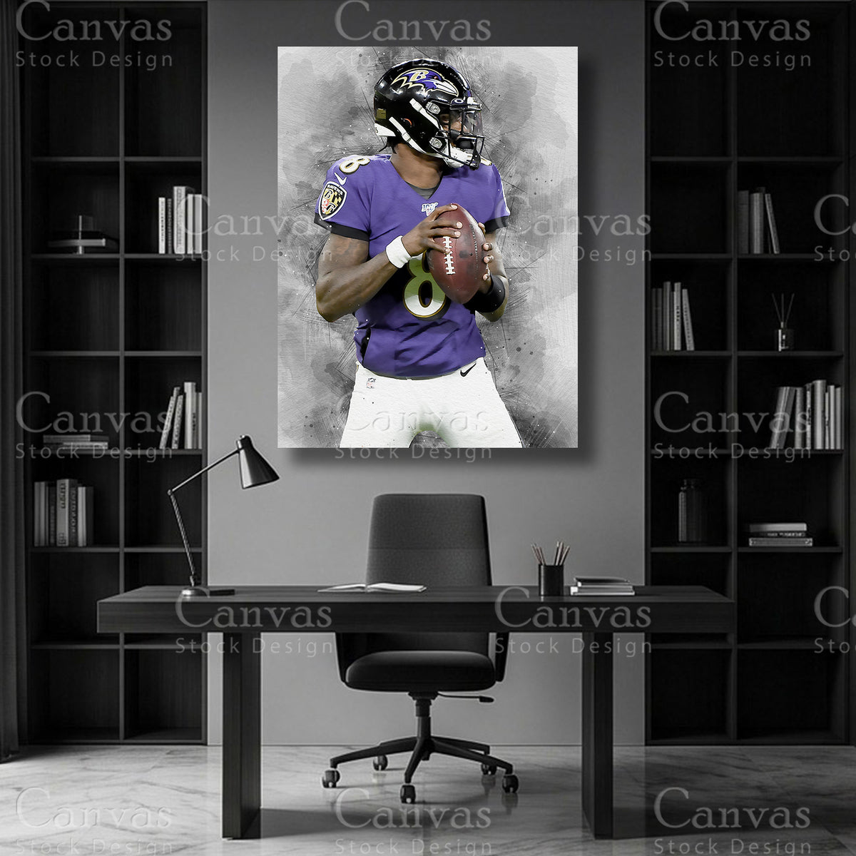 Lamar Jackson NFL-inspired canvas art