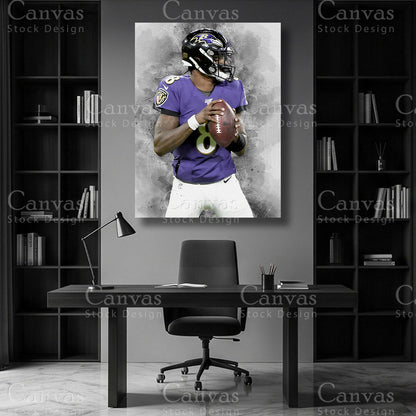 Lamar Jackson NFL-inspired canvas art