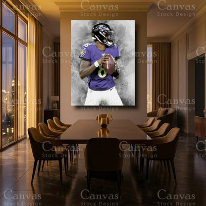 Lamar Jackson framed football artwork