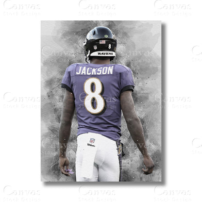 Lamar Jackson football player canvas wall art