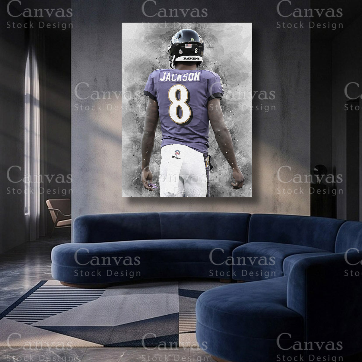 Lamar Jackson premium football canvas