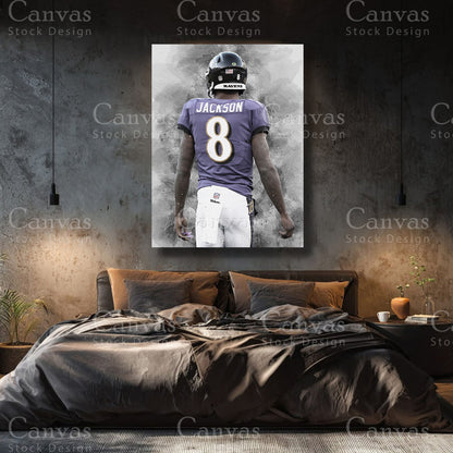 Luxury Lamar Jackson football wall artwork