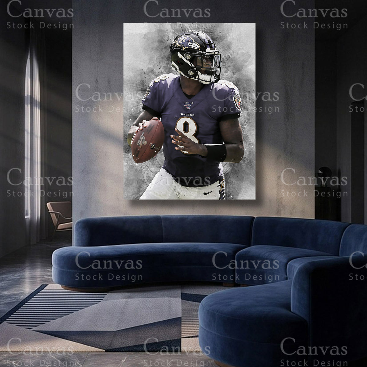Lamar Jackson quarterback canvas artwork
