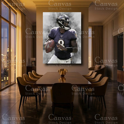 Lamar Jackson framed quarterback artwork