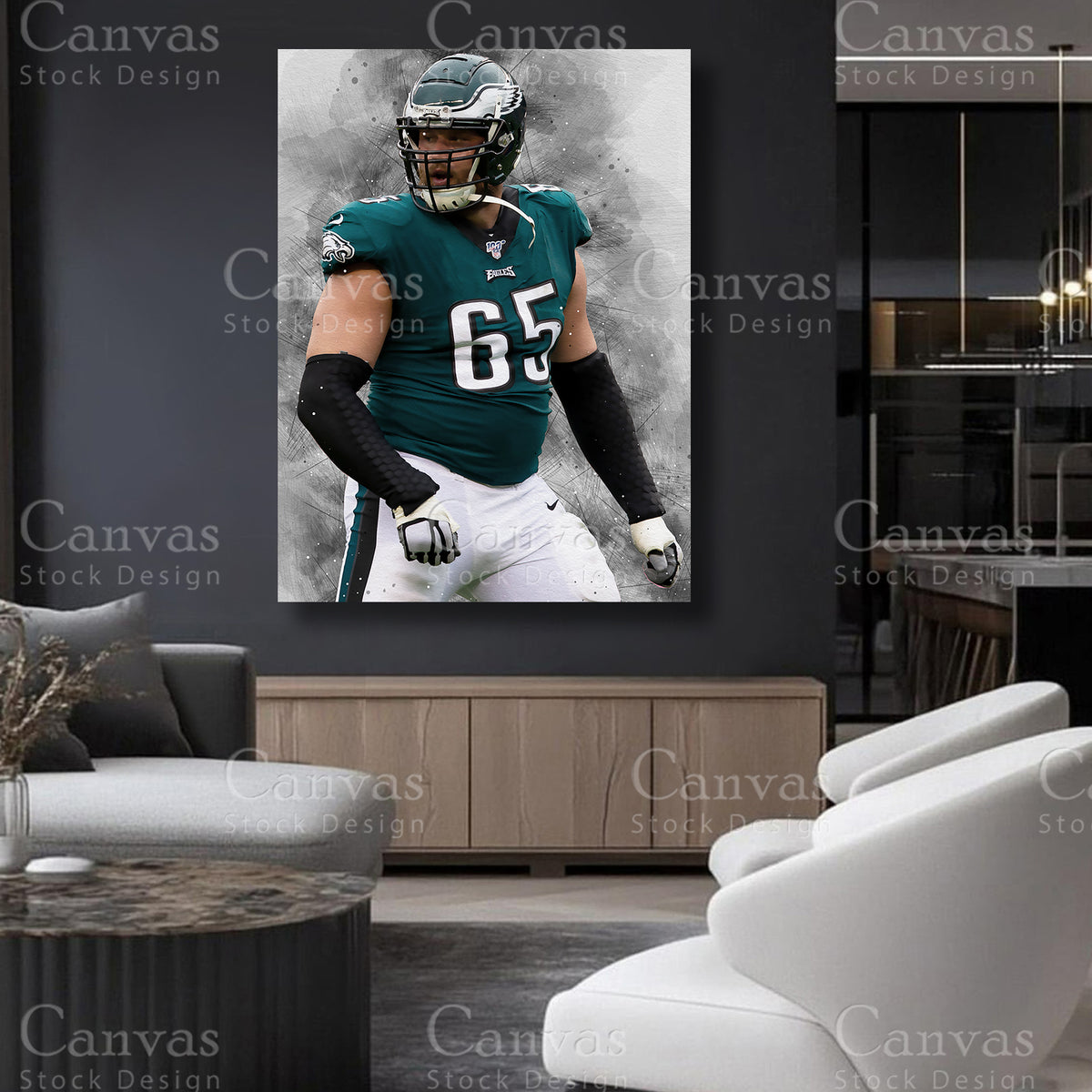 Lane Johnson football-themed wall art