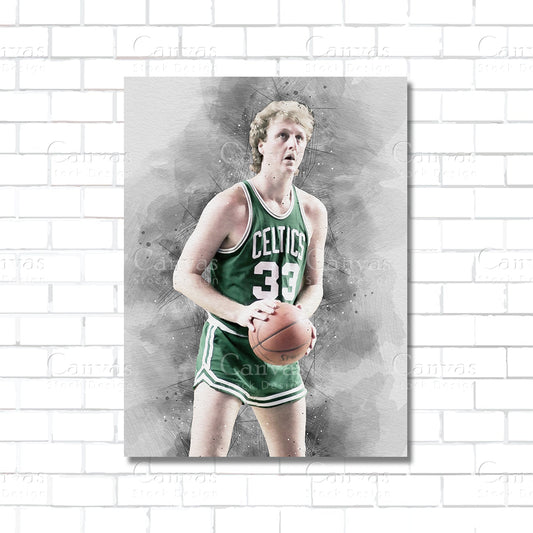 Larry Bird Boston Celtics NBA canvas wall art – basketball legend poster print for sports rooms and man caves