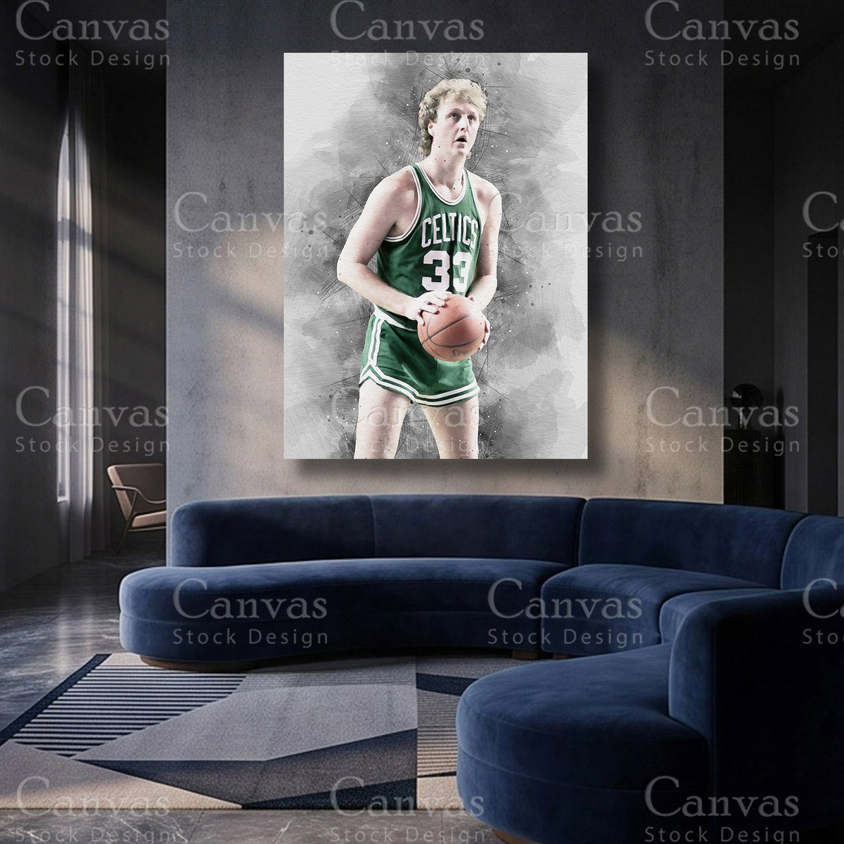 Larry Bird NBA canvas artwork