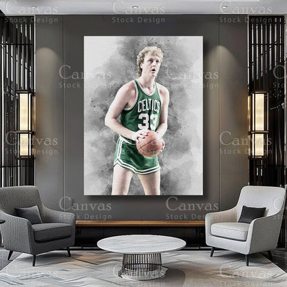 Larry Bird basketball legend artwork for sophisticated interiors