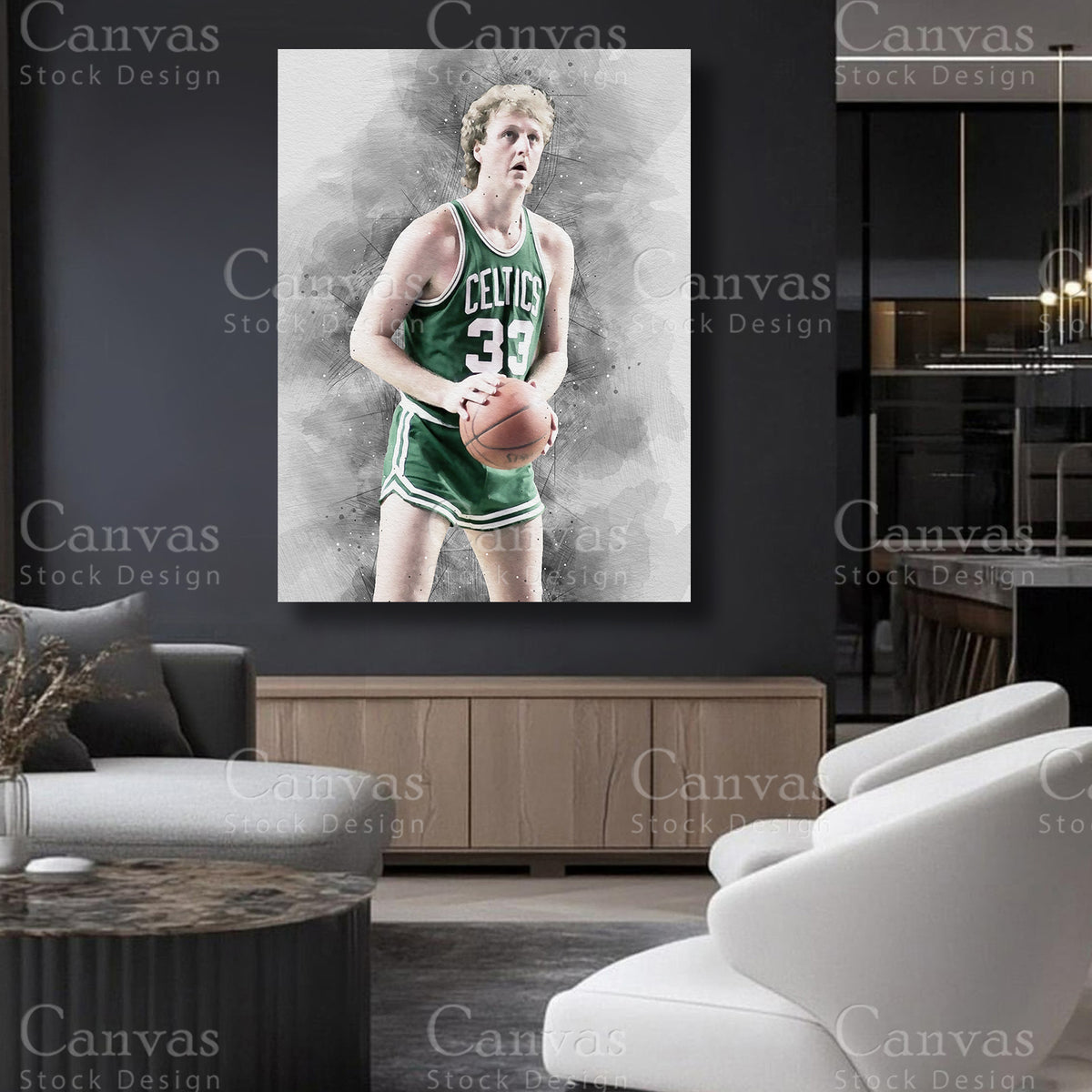 Larry Bird statement basketball canvas artwork
